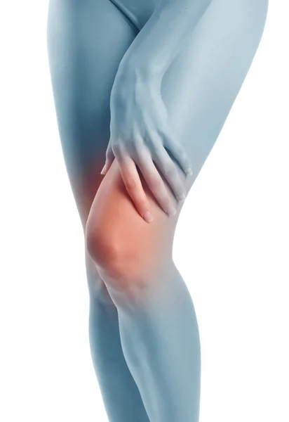 Acute pain in a woman knee. Concept photo — Stock Photo, Image