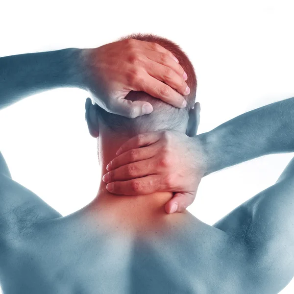 Pain in neck and head — Stock Photo, Image