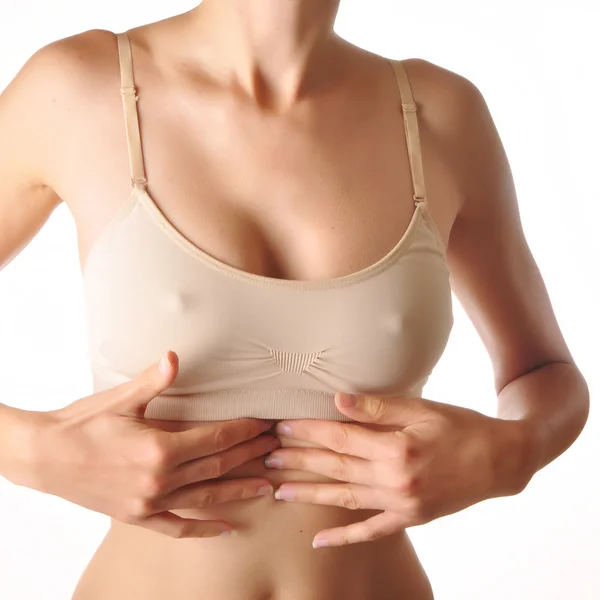 Pain in woman abdomen — Stock Photo, Image