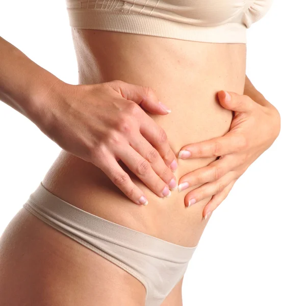 Pain in woman abdomen — Stock Photo, Image