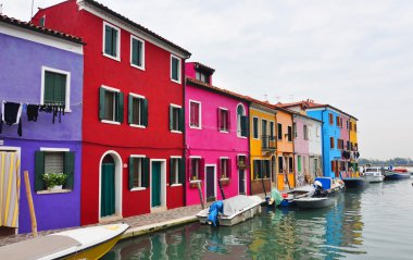 çok renkli evleri, burano Adası. Venedik. İtalya.