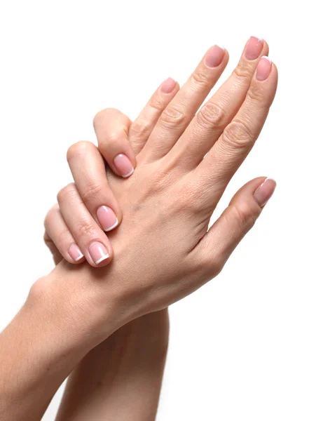 French manicure isolated on white background — Stock Photo, Image