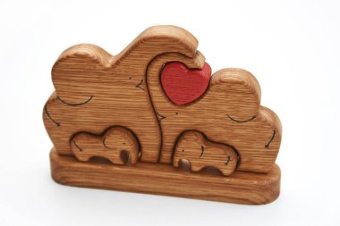  wooden figure elefants with heart clipart