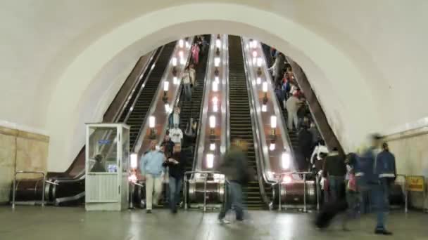 Subway escalator time lapse — Stock Video