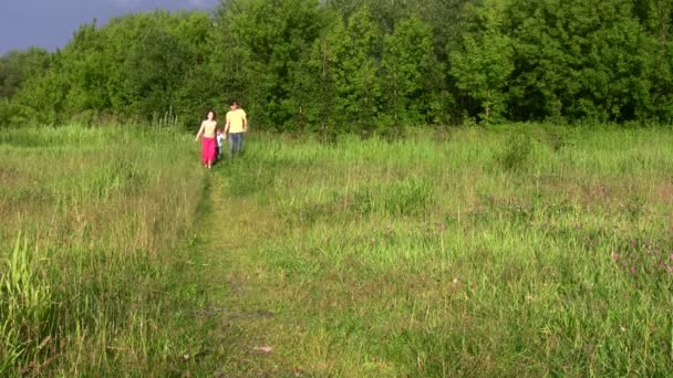 Family with boy in park — Stock Video