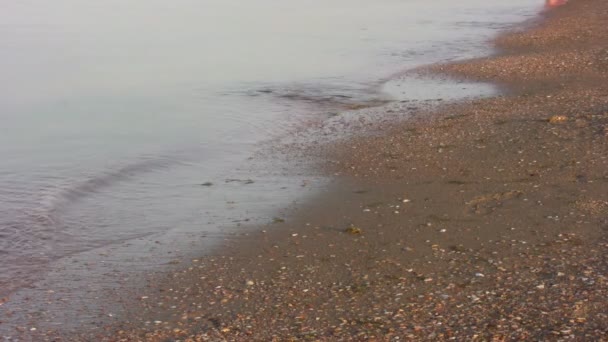 Kör ben på stranden — Stockvideo