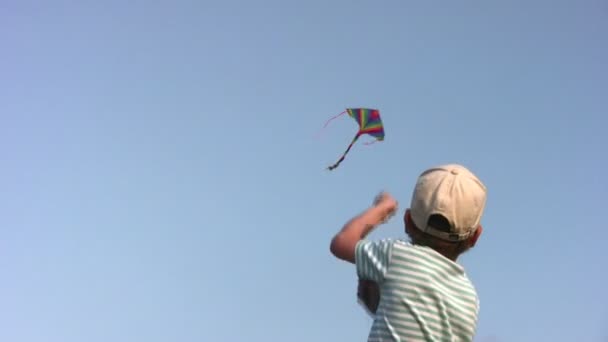 Pojke med kite — Stockvideo