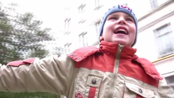 Boy on carousel — Stock Video