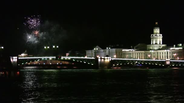 Fuegos artificiales en Neva — Vídeos de Stock
