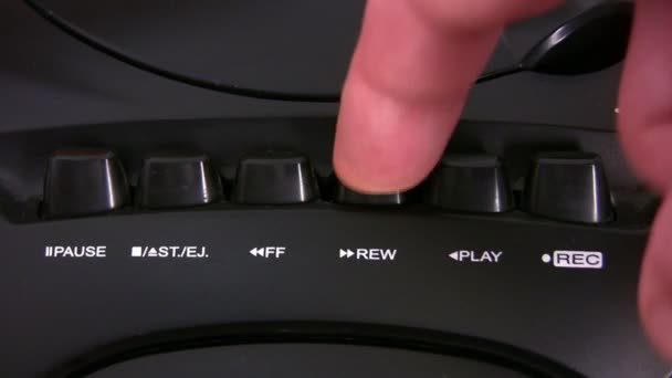 Tape recorder buttons and finger — Stock Video