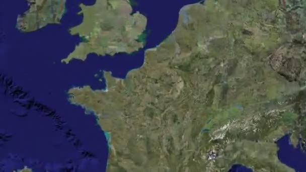 Zoom ke Paris di globe. Terima kasih NASA, Google . — Stok Video