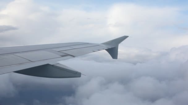 Plane wing over clouds — Stock Video