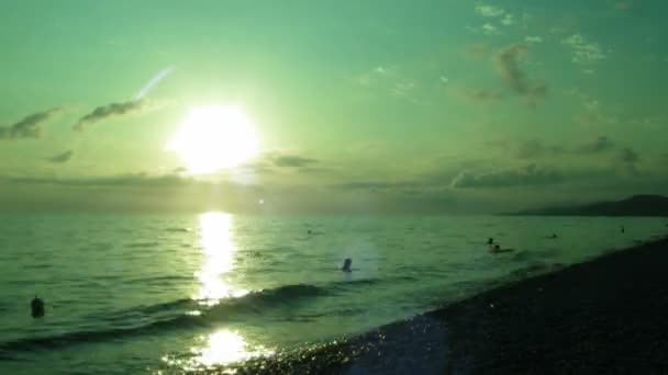 Evening on a beach in green tones — Stockvideo