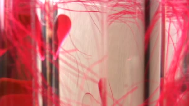 赤い線とガラスのオブジェクトの回転 — ストック動画