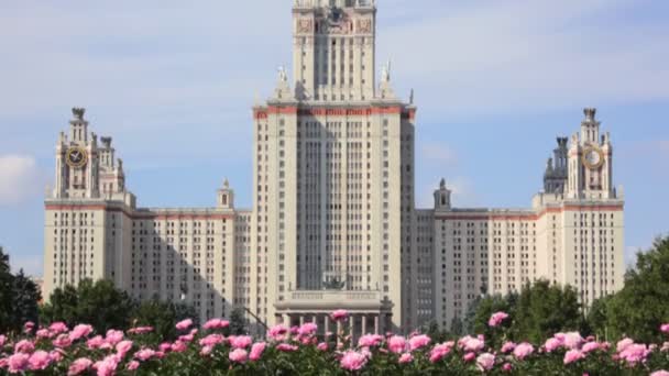 Lomonosov Moskouse Staatsuniversiteit van beneden naar boven — Stockvideo