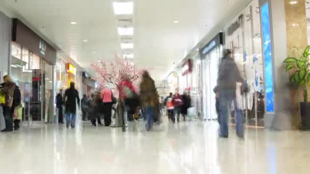 En el pasillo comercial, lapso de tiempo — Vídeo de stock