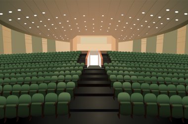 Yeşil sandalye vektör ile boş konferans konser salonu