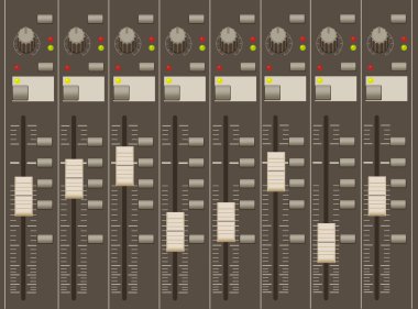 Sound mixer pult. faders and regulators. eight channels. clipart