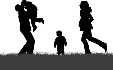 vektör siluet aile dört