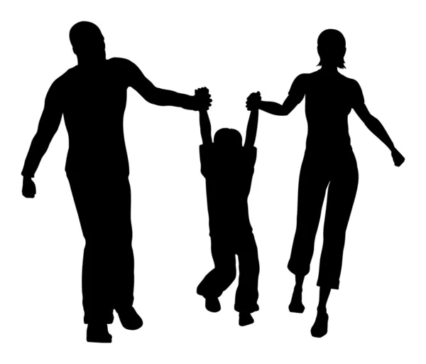 Familie houden zoon silhouet vector — Stockvector