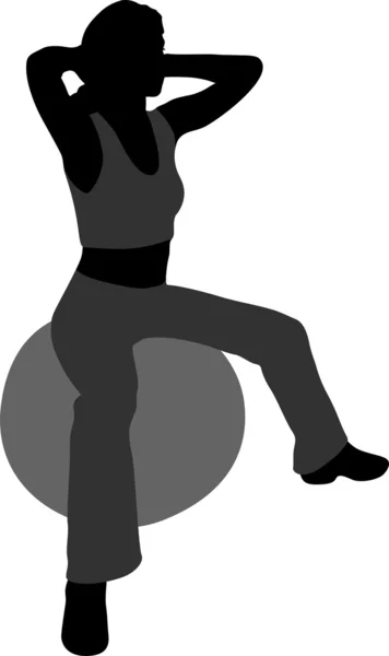 Vector chica en el club de salud en pelota de goma — Vector de stock