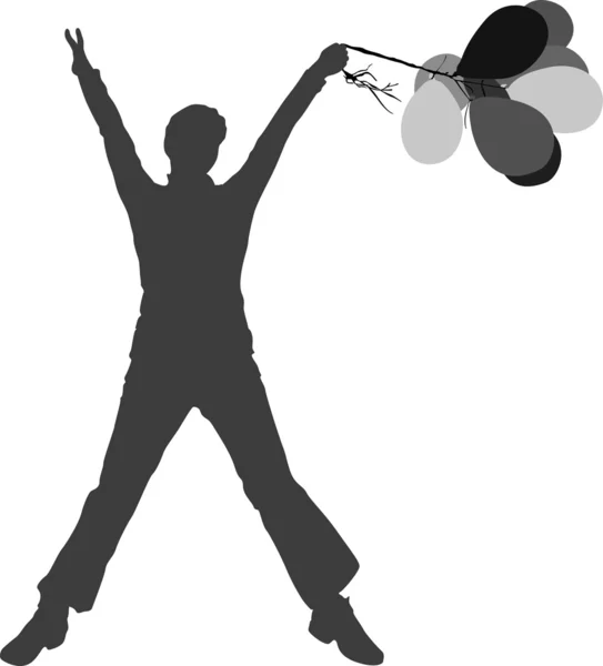 Стрибати дівчина з повітряними кулями вектор — стоковий вектор