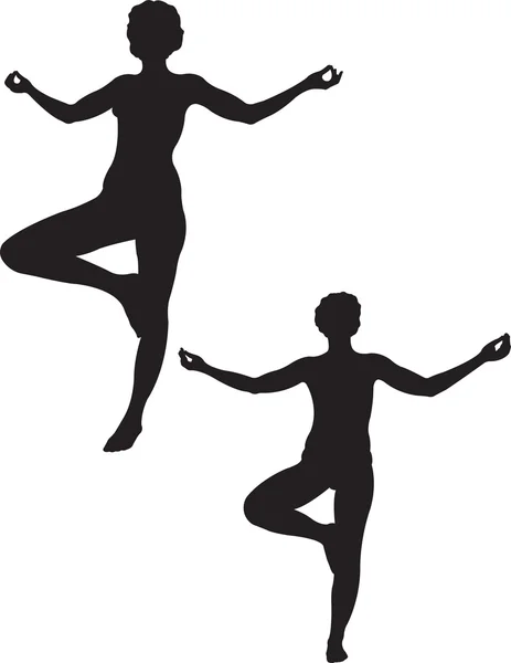 Тропический вектор йоги для девочек — стоковый вектор