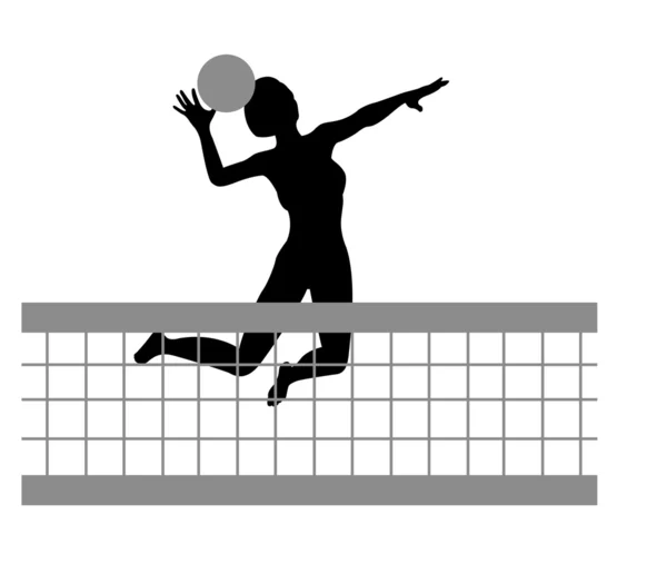 Voleibol mulher silhueta vetor — Vetor de Stock