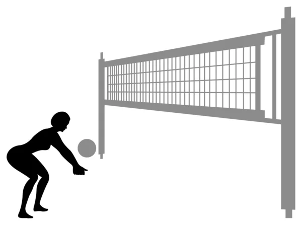 Volleyball femme silhouette vecteur — Image vectorielle