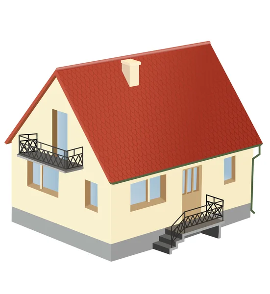 Miniaturní dům s červenou střechou vektor — Stockový vektor