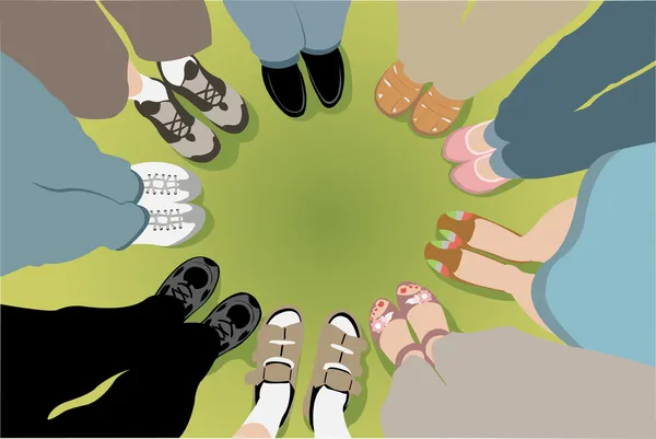 Eight friends stand in a circle vector — Stock Vector