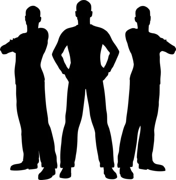 Silhouette trois hommes — Image vectorielle