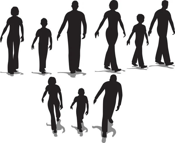 Familie wandelen vector — Stockvector