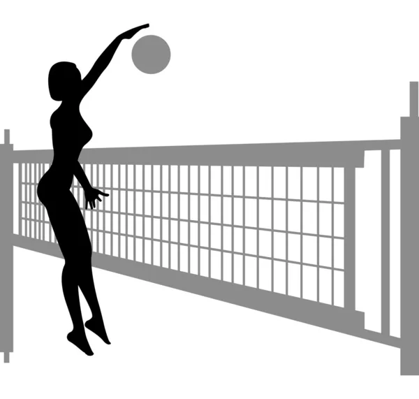 Вектор силуэта женщины-волейболистки Стоковая Иллюстрация