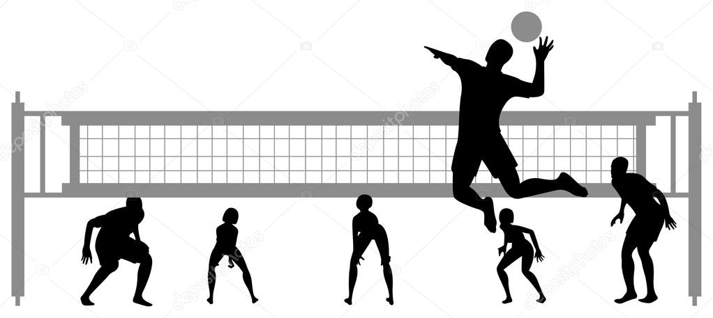 Volleyball game silhouette vector