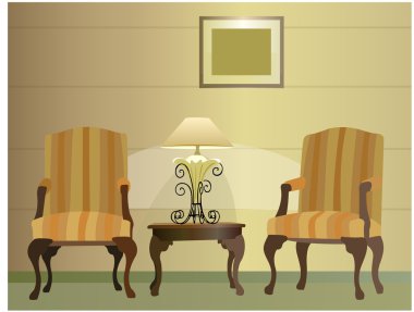 sandalyeler. Hotel. lamba vektör