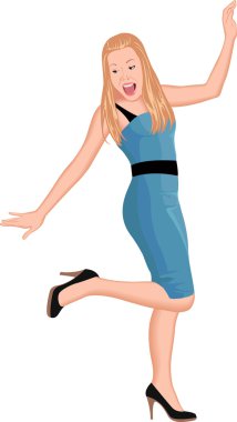 bir ayak vektör gülen kız kürsüye sürpriz