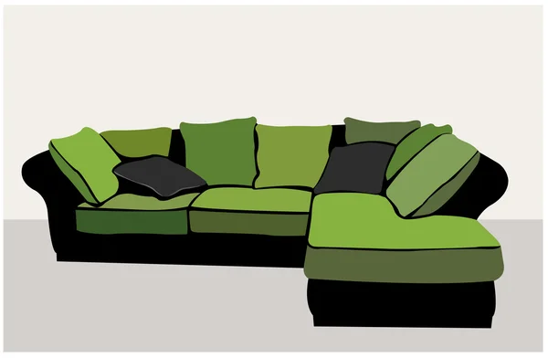 Πράσινο καναπέ διάνυσμα — Διανυσματικό Αρχείο