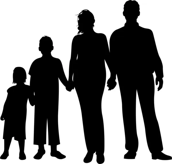 Family silhouette vector — Stock Vector