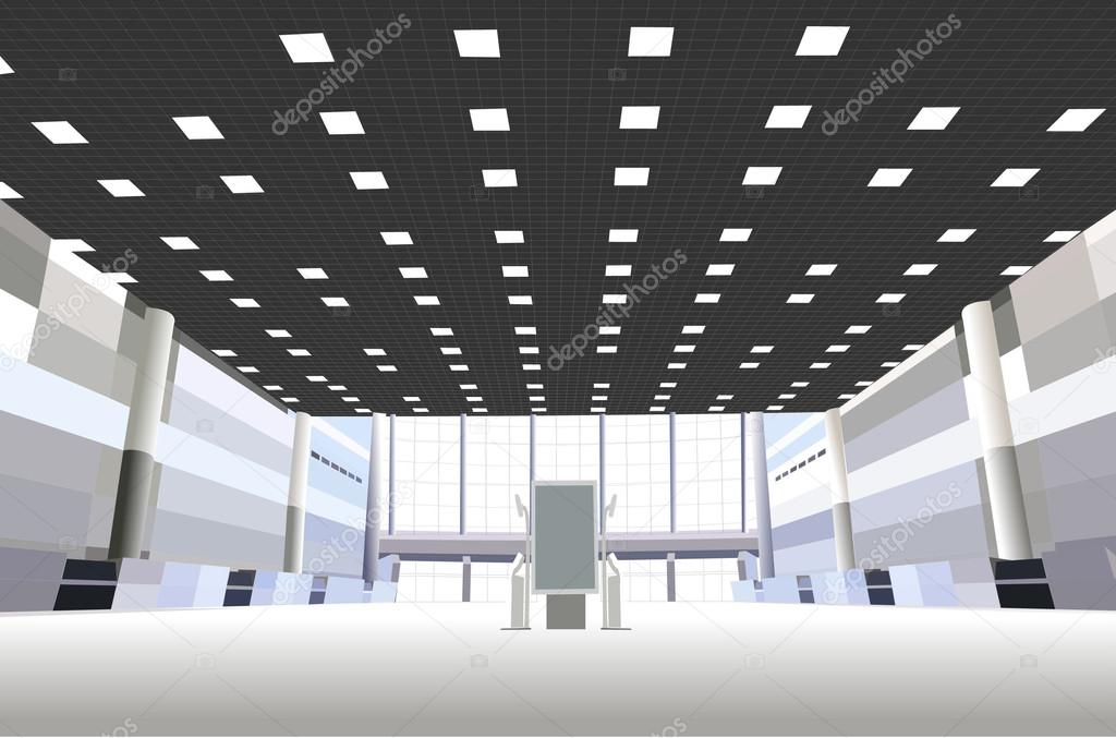 Hall in the business center vector