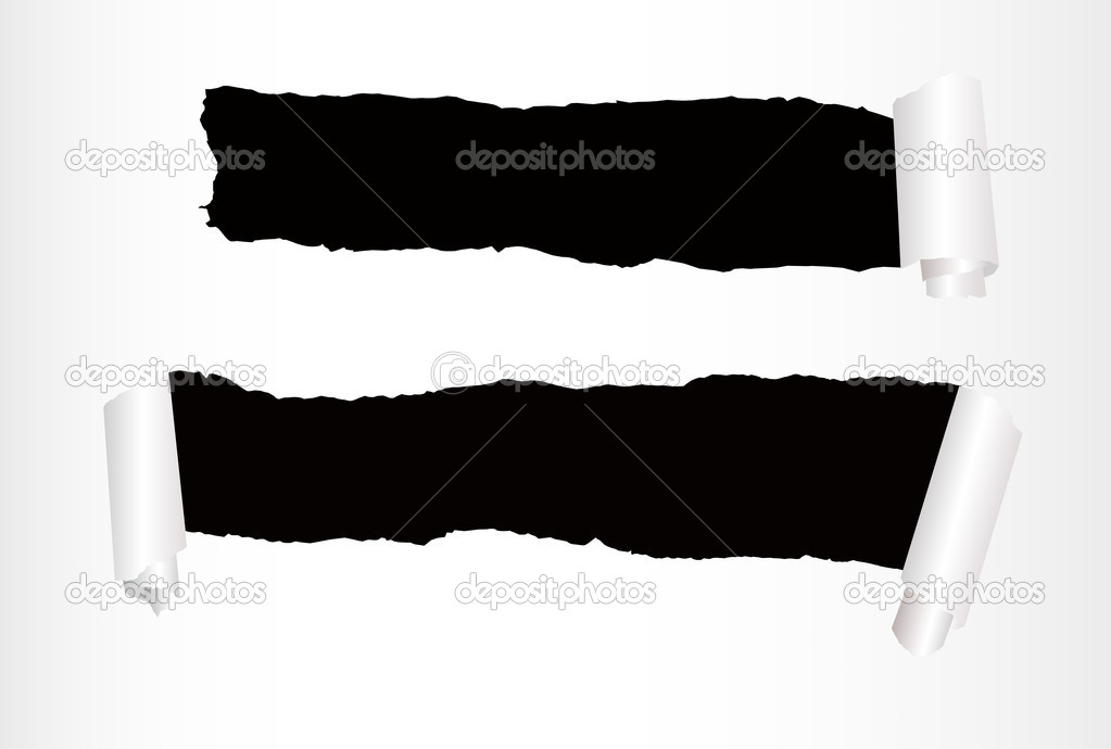 Vector sheet of paper with two holes against the black background