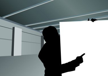 işadamı ile tahta metin siluet vektör için