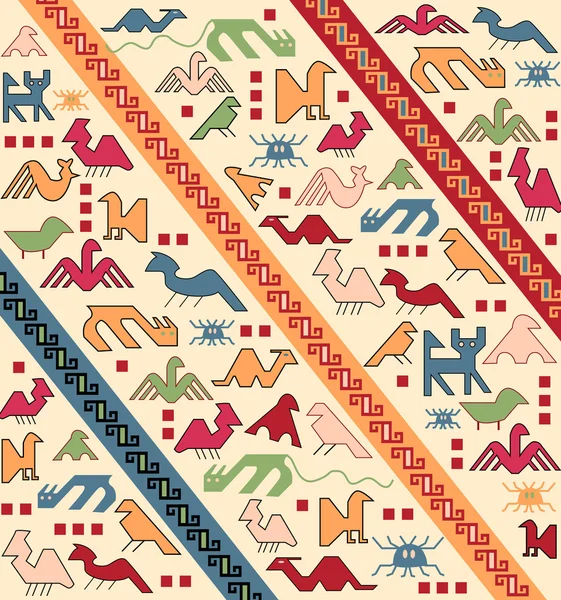 Animales geométricos vector alfombra oriental — Vector de stock