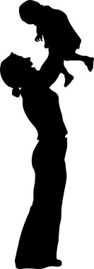 siluet anne ile bebek vektör