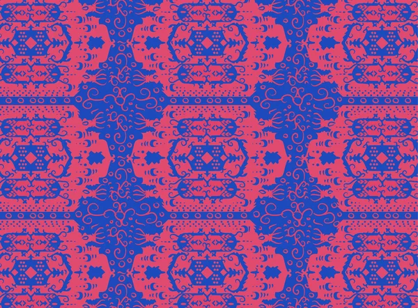 Орієнтальний синій червоний килим орнамент вектор Ліцензійні Стокові Ілюстрації
