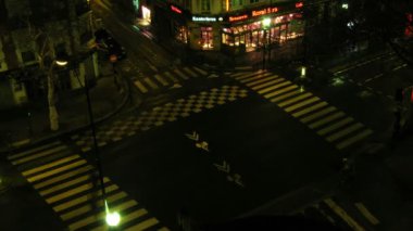 paris, üstten görünüm, Fransa'nın merkezinde yaya geçidi. zaman atlamalı. bulanık reklam, plakalar, yüzler, başlıklar