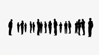 Camera comes nearer to group of standing businessmen