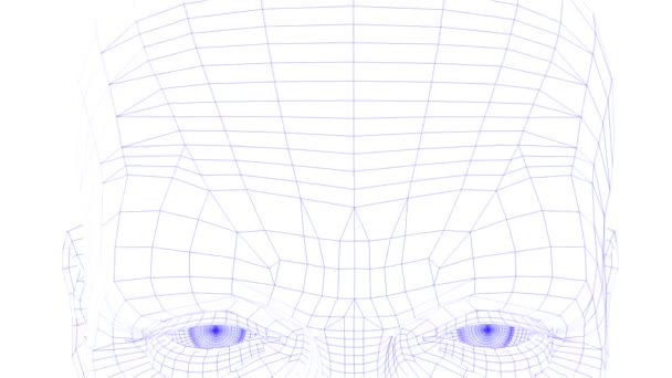 Close-up de cara de wireman que vira em um perfil em branco — Vídeo de Stock