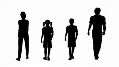 Aile siluet döngü sorunsuz yürüyüş