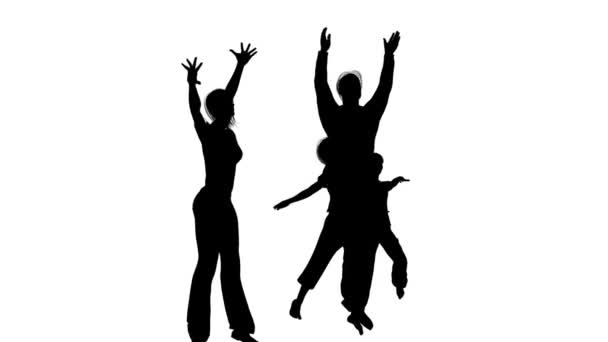 Heureuse famille de quatre silhouettes 